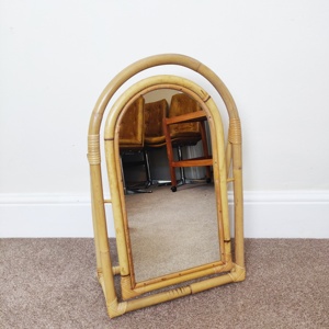 Desktop <b>mirror</b> cheap price for sale sustainable rattan <b>table</b> <b>mirrors</b> boho <b>vanity</b> bedroom decoration - Product Image 3