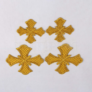 Croix dorées brodées, patchs à coudre sur tissu, badges, appliques au crochet, broderie à la main / Croix pour vêtements religieux à vendre, pour vêtements - Product Image 1