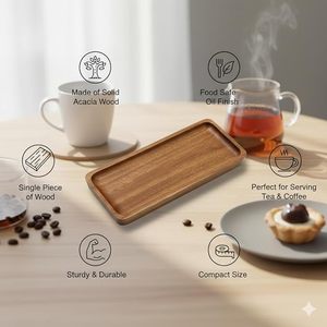 Plateau en bois, plateau de service en bois, plateaux en bois non finis, plateau de service en bois, plateau à cocktails en bois, plateau de service en bois d'acacia - Product Image 4