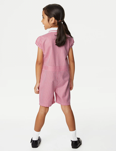 High Quality Girls Primary School 2025 Latest Design Soft Comfortable Gingham <b>Checked</b> Summer Dress Wholesale Polyester/Cotton - Product Image 4
