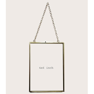 Marco de Fotos Rectangular Colgante de Latón con Flores Secas, Marco de Fotos Vertical de Metal Hecho a Mano para Decorar la Pared - Product Image 4