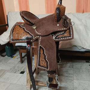 Cuero Occidental de Primera Calidad |   Silla de montar para caballo |   Floral Tallado a Mano |   Diseño Trabalado |   Duradero y Cómodo |   Equipo de equitación |   Alta Calidad - Product Image 1