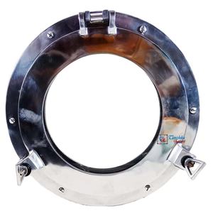 Hublot de bateau circulaire moderne en aluminium nickelé, fait main, à suspendre, en verre, pour décoration murale intérieure - Product Image 2
