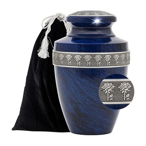 <b>Large</b> Aluminium Gold Cremation <b>Urn</b> for Adult Ashes with Decorative Bands Vase Shape Memorial <b>Urn</b> Decorative <b>Urn</b> With Metal Lid - Product Image 5