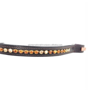 Bride équestre en cuir de haute qualité avec cristaux, sangle de front courbée faite à la main avec strass, design personnalisé - Product Image 6