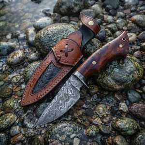 Couteau à brisket en acier Damas de 12 pouces, magnifiquement conçu, avec manche en bois de sycomore - Couteau à découper de 12 pouces pour viande, rôtis et fruits - Product Image 4