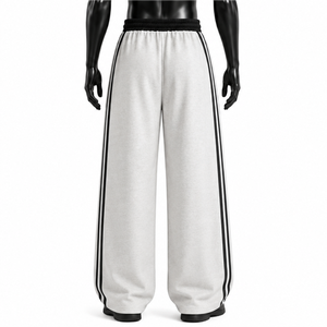 Wholesale Custom Logo Wide Leg Sweatpants <b>Men</b> Baggy Side Stripe Track <b>Pants</b> Unisex Streetwear Fleece Joggers Oversized Trousers - Product Image 2