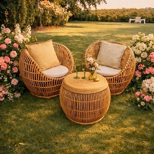 Ecowoodies Modern Luxury Hand-Woven Bamboo <b>Sofa</b> Set High-Density Foam Cushions Eco-friendly Lightweight Portable for Garden - Product Image 2