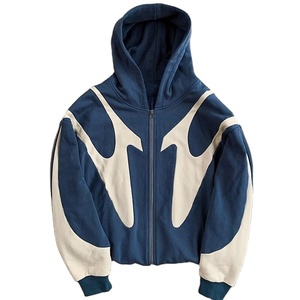 Hiphop Fashion Color Contrast Zipper Hoodie Custom New Men's High Quality Knitted Cotton Top <b>Zip</b> Hoodies Wholesale for Men - Product Image 6