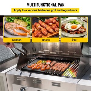 Griglia piatta in acciaio al carbonio 16 \ "X 24 \" griglia rettangolare per barbecue 2 manici foro di scarico Extra per carbone/Gas per Tailgating - Product Image 6