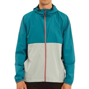 Blouson bomber à capuche pour homme, polyester/coton, imperméable, coupe-vent, respirant, séchage rapide, blocs de couleur, fermeture éclair sur le devant, service OEM - Product Image 1