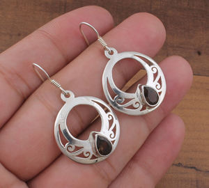 Natural Smoky Drop <b>Earrings</b> 925 Sterling <b>Silver</b> Earth Tone Luxury Jewelry Raw Brown Gemstone Bohemian Women's Party Gift - Product Image 1