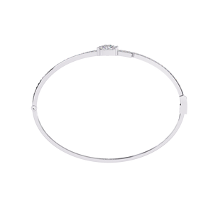 Luxury Women's 925 Silver Rhodium Plated Diamond Cuff <b>Bracelet</b> Marquise Cut Geometric Channel Setting Wedding Style - Product Image 4
