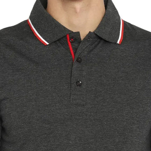 Men's Dark Gray Long Sleeve Polo <b>Shirt</b> Cotton Poplin Casual Button Down <b>Collar</b> Solid Color Full Sleeve Spring Wear - Product Image 2