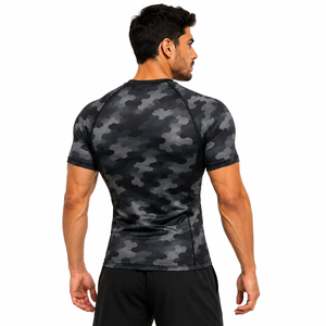 Custom <b>Men</b> Camouflage <b>Compression</b> Rash Guard Short Sleeve Gym <b>Shirt</b> Athletic Fitness Training Workout Sportswear Base Layer Top - Product Image 4
