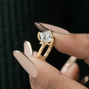 Premium 2.01CT Princess Cut <b>Diamond</b> Floral <b>Ring</b> For Women 18K Solid Gold Wedding Party Surprise Gift For Lovers - Product Image 2