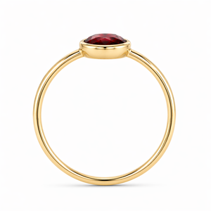 Women's 18K Solid Gold Plated Sterling <b>Silver</b> <b>Garnet</b> <b>Ring</b> Oval Cut Bezel Setting Minimalist Gemstone <b>Ring</b> Everyday Wear - Product Image 4