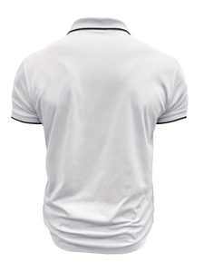 Polo à manches courtes pour homme, couleur unie, en coton tricoté, respirant, style décontracté, coupe classique, tendance - Product Image 3