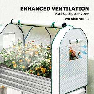 Fioriera Rialzata in Metallo Zincato con Copertura a Serra, Rivestimento Interno e Ripiano Inferiore, Colore Argento - Product Image 5