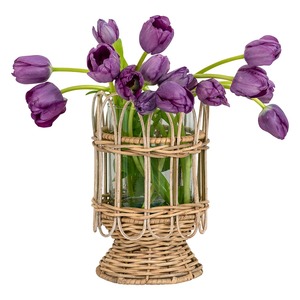 Portavelas de ratán hecho a mano, se puede usar como soporte para flores, para la decoración del hogar, sala de estar, dormitorio, comedor y eventos, procedente de la India. - Product Image 2