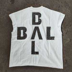 <b>Rhinestone</b> Custom Graphic Printed Tank <b>Top</b> Hip Hop 300g Heavyweight Cotton Boxy Fit Men's Streetwear Sleeveless T Shirts - Product Image 1