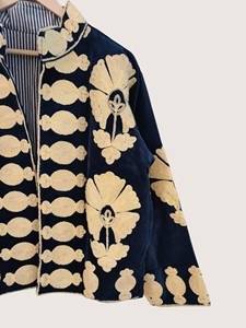 Manteau en velours brodé de fleurs de style chinois, col mandarin, manches longues, veste courte, vêtements d'automne, vêtements décontractés pour femmes adultes - Product Image 5