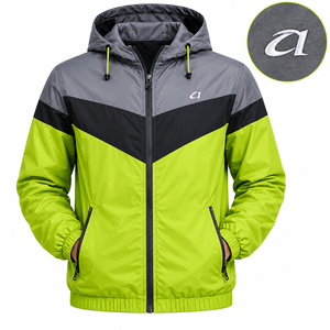 Chaquetas personalizadas con bordado para hombre, con capucha, de colores contrastantes, con cierre de cremallera, cortavientos, ligeras, para exteriores, suministro directo de fábrica al por mayor. - Product Image 1