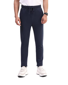 Solid <b>Blue</b> Color Knitted Lightweight Cotton Mens Pants Comfortable Casual <b>Work</b> Travel Stylish Knitted Lightweight Cotton Pants - Product Image 1