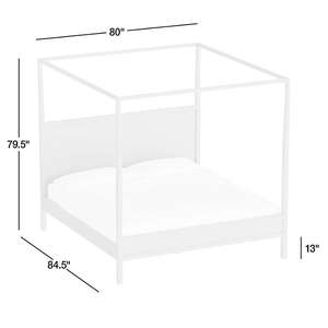 Contemporary KD Canopy <b>Bed</b> <b>Frame</b> | Natural Wash Solid Wood <b>Platform</b> <b>Bed</b> Wholesale India - Product Image 4