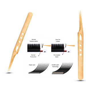 Pinzas para Extensión de Pestañas de Marca Personalizada, Pinzas Profesionales para Pestañas, Titanio Dorado, Acero Inoxidable, Volumen de Pestañas, Venta al por Mayor - Product Image 2