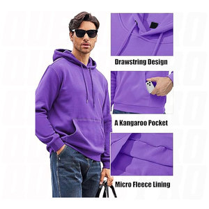 Men’s Soft Fleece Hoodie Sweatshirt Active Workout Pullover Made Durable Polyester Cotton Fabric Streetwear Printing Hoodies - Product Image 4