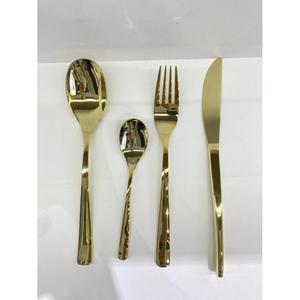Ensemble de couverts écologiques en métal finition or, cuillère, fourchette, couteau, 4 pièces, luxe, pour mariage, décoration de table - Product Image 3