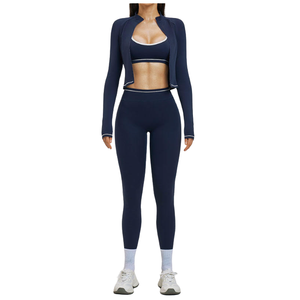 Conjunto de Yoga de 3 Piezas Personalizado para Mujer: Sujetador Ajustable, Leggings de Cintura Alta con Efecto Push-Up, Ajuste Delgado, Elástico en Cuatro Direcciones, de Secado Rápido - Product Image 2