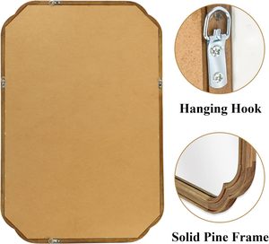 Espejo de Baño con Esquinas Redondeadas para Pared, Espejo Decorativo Rústico para Dormitorio, Sala de Estar o Tocador - Product Image 4