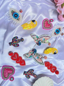 Boucles d'oreilles brodées de perles de rocaille, bijoux fantaisie, fabriquées à la main en Inde, pour femmes et filles, multicolores - Product Image 4