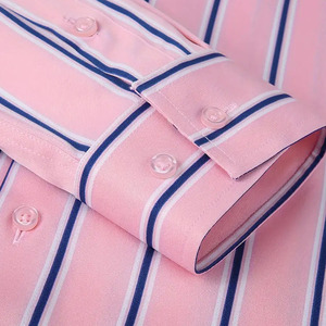 Camisa informal a rayas rosas para hombre, camisa de manga larga con botones y cuello vuelto, ropa de trabajo de oficina, camisa de moda para hombre - Product Image 5