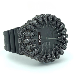Reloj de Diamantes Negros de Diseño Más Vendido, Unisex, Moderno, para Oficina y Eventos Nocturnos, Disponible para la Venta - Product Image 2