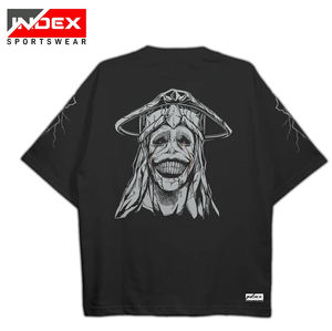 INDEX SPORTSWEAR เสื้อยืดแขนยาวสีดำสำหรับผู้ชายพิมพ์ลายดอกไม้ไฟอนิเมะ O-Neck เสื้อยืดลำลองทรงปกติผ้าฝ้ายเจอร์ซีย์ - Product Image 3