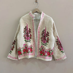 Veste en coton TNT imprimée à la main, style bohème, pour femmes - Product Image 1