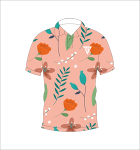 เสื้อโปโลผู้ชายพิมพ์ลายดอกไม้สีพีชแขนสั้นลำลองแฟชั่นฤดูร้อนเสื้อยืดกอล์ฟ - Product Image 4