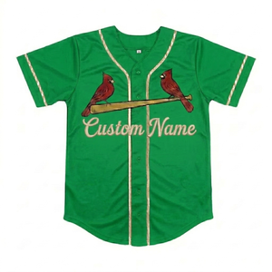 Manufacturer Custom Cardinals <b>light</b> green Baseball Jersey Short Sleeve Button up Screen Printed Breathable customized team <b>name</b> - Product Image 1