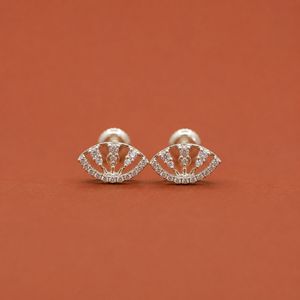 Elegant <b>Moissanite</b> Diamond Silver Stud <b>Earrings</b> with Openwork Design for Women - Product Image 1