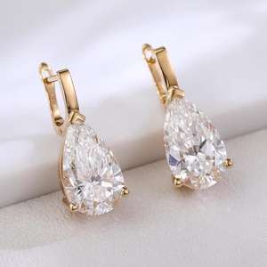 Moissanite 4CT Pear Cut Teardrop <b>Stud</b> Earrings For Women's 925 <b>Silver</b> With Rose Gold Plated Fine Engagement for Bridles Gift - Product Image 2