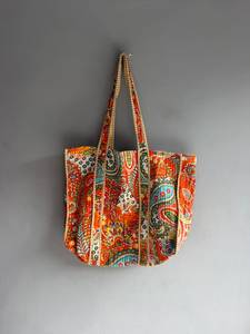 Sac fourre-tout bohème en coton avec broderie à motifs, ouverture supérieure, pour toutes les saisons, cadeau pour elle - Product Image 1