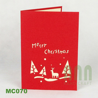 Carte de vœux de Noël personnalisée découpée au laser 3D, motif feu de camp, impression par transfert thermique, artisanat en papier fait main, cadeau, style Love/Japandi