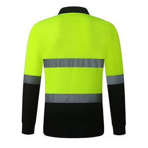 High Quality Reflective Tape Long Sleeve Construction Cotton Safety Working Wear Hi Vis Worker Polo Shirts - Product Image 3