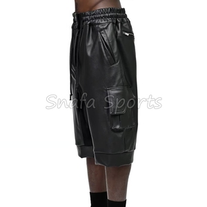 กางเกงขาสั้นหนังผู้ชายขายดี คุณภาพสูง สีพื้น สำหรับใช้งานทั่วไป - Product Image 4