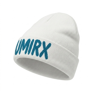 Custom Jacquard Knit Logo Beanie Unisex Adjustable Cuffed Winter <b>Hat</b> 100% Cotton Knitted OEM Private Label Skull Cap Y2K - Product Image 1
