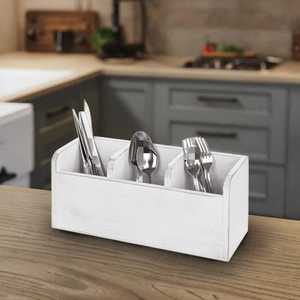 Stainless Steel Cutlery Holder With Handle Multi Compartment Utensil Organizer Kitchen Countertop Flatware <b>Storage</b> Caddy - Product Image 5