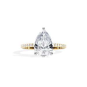 Women's Pear Cut Diamond Engagement Ring 14K Gold Plated Prong Setting IGI Certified floral Style - Product Image 4